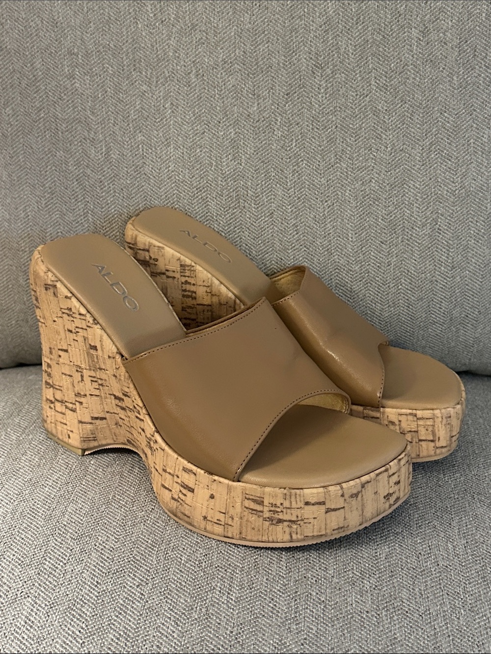 ALDO Tan Platform Wedge Slide